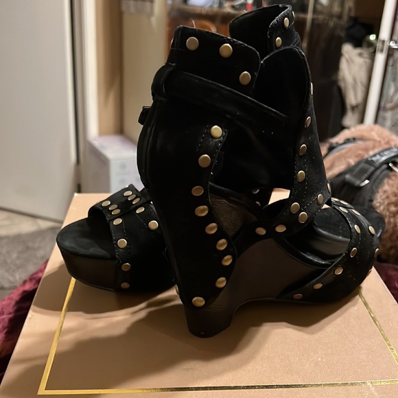 COPY - Auth Ash lovely studded suede leather wedge sandals 6.5 sz 37 - Picture 4 of 9
